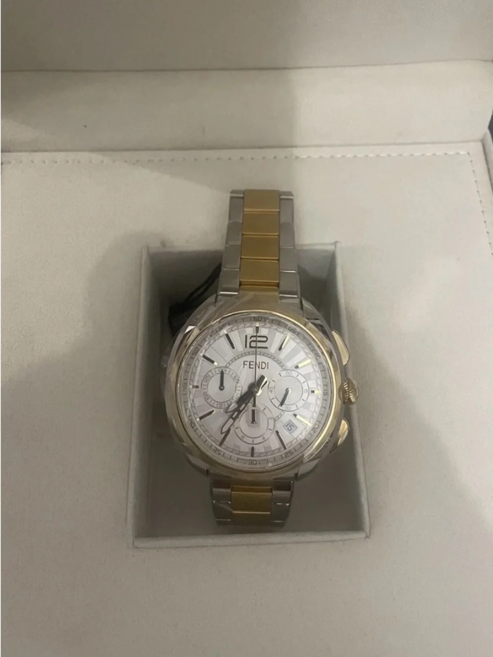 Fendi Two-Tone Gold and Silver Stainless Chronograph Watch